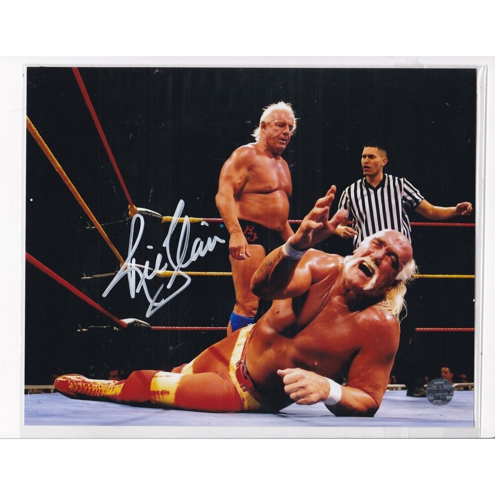 Signed RIC FLAIR Wrestling Hogan Down 8X10 Photo AUTO PSA COA WWE WWF WCW TNA